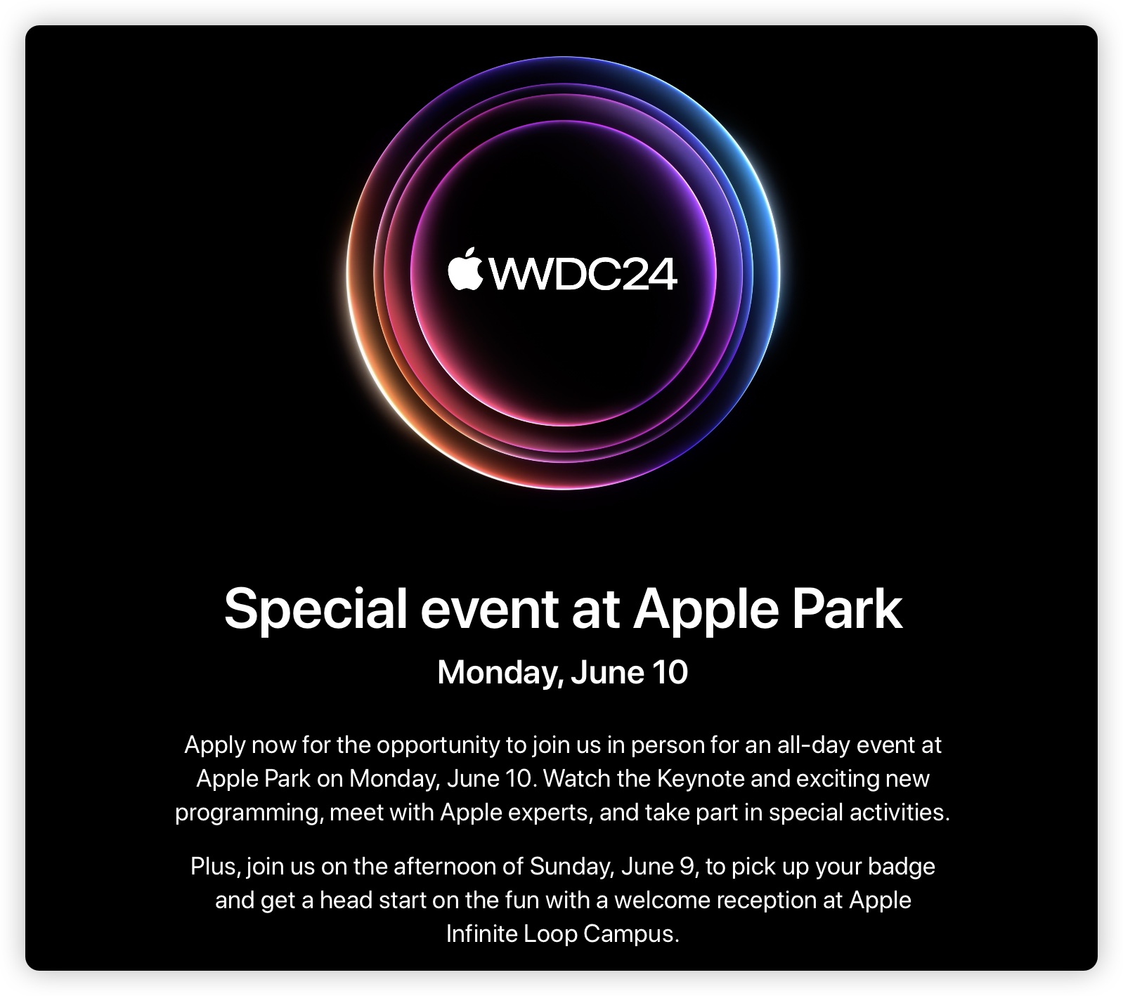 WWDC 2024 时间确定 6/10 举办！苹果邀请函正式发出 - 随时搬砖